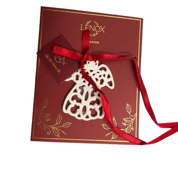 Lenox Charms Angel Pierced Ivory Bone China Christmas Tree Ornament Holiday Gift - Picture 1 of 5